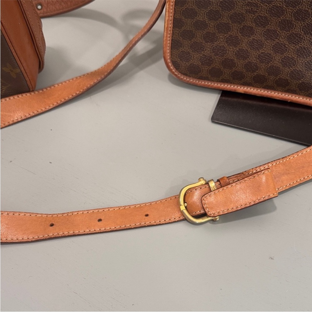 CELINE vintage Macadam DM96 Shoulder Bag Pochette Brown PVC/leather - Picture 5 of 11